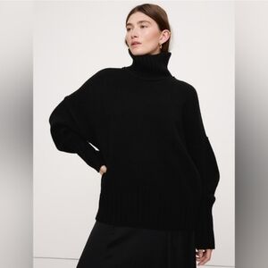 Banana Republic Italian Merino-Blend Turtleneck Sweater Black NWT